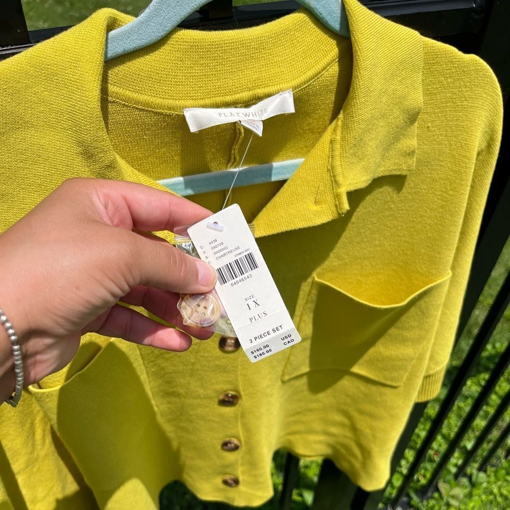 Anthropologie Flat White Patch Pocket Sweater Skirt Set NWT - Picture 4 of 13